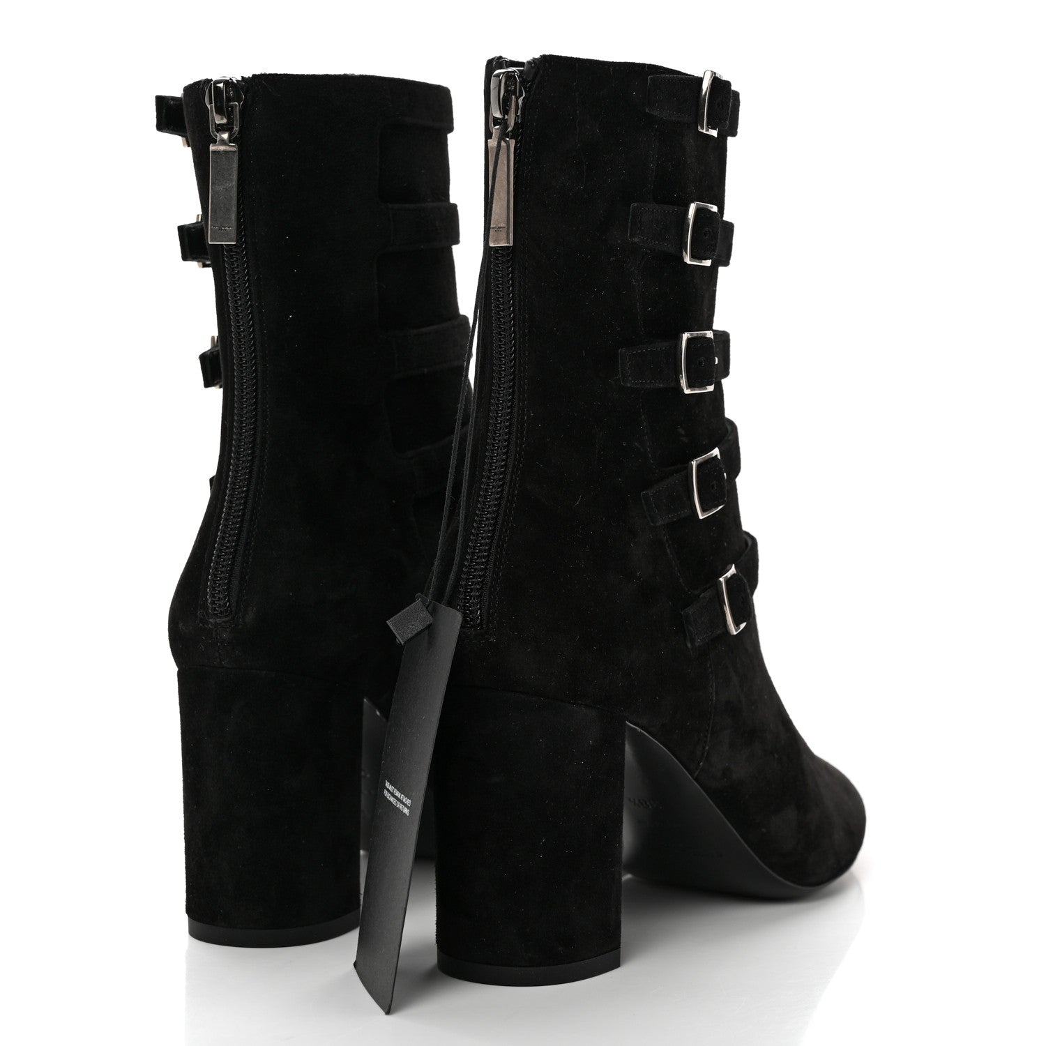 Saint Laurent Cashmere Lou 75 Strap Zip Boots 38.5 Black 4 of 8