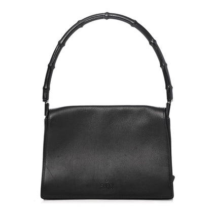 Gucci Calfskin Bamboo Shoulder Bag Black 1 of 4
