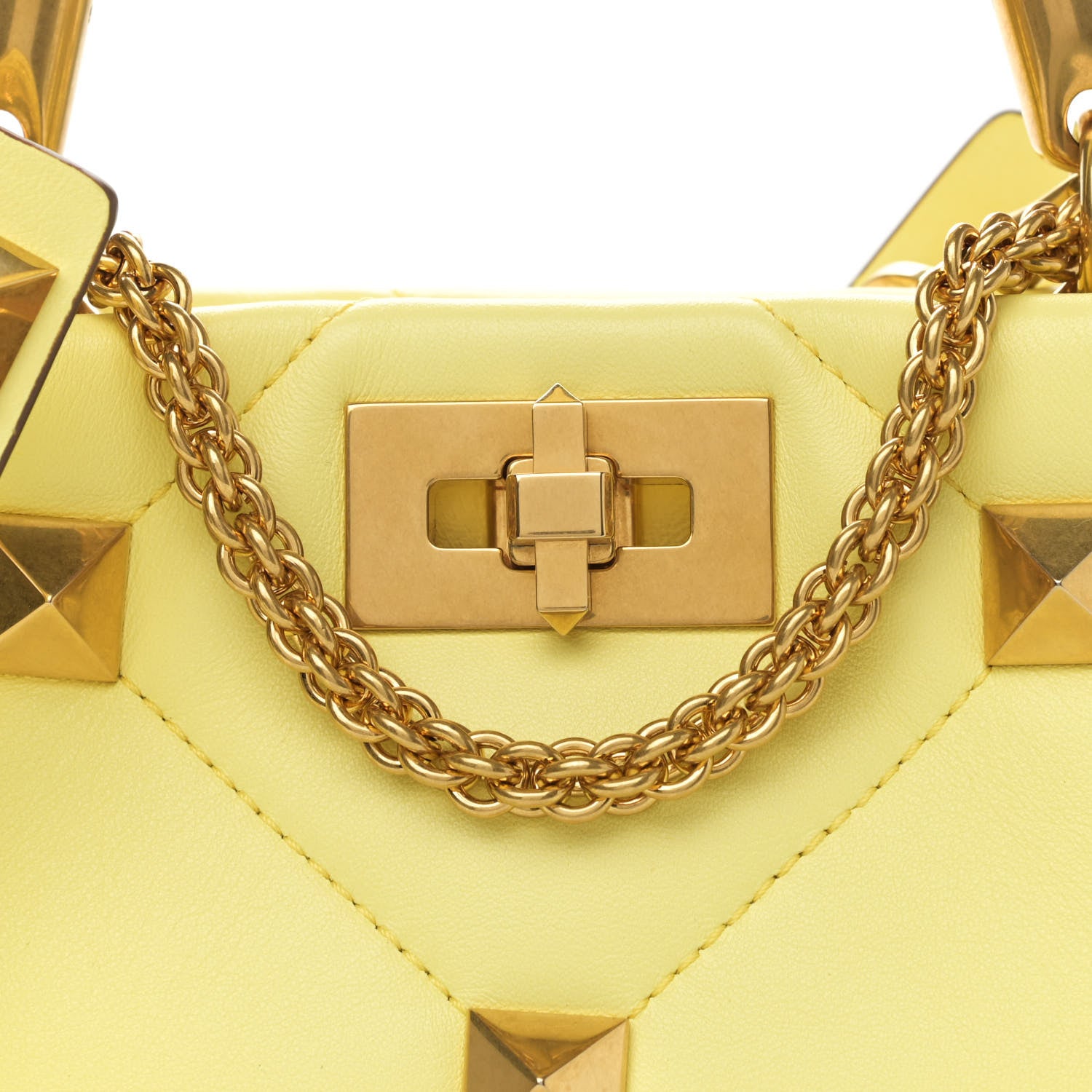 Valentino Garavani Nappa Small Roman Stud The Handle Bag Lime Sorbet 7 of 9