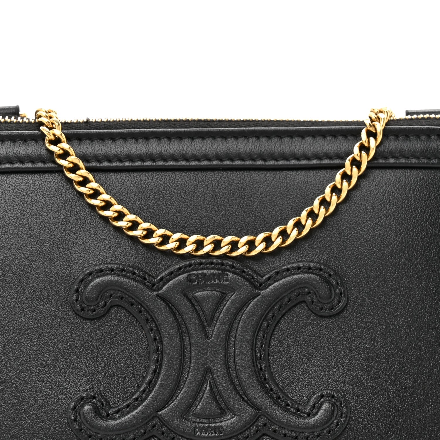 Celine Smooth Calfskin Cuir Triomphe Clutch on Chain Black 7 of 11