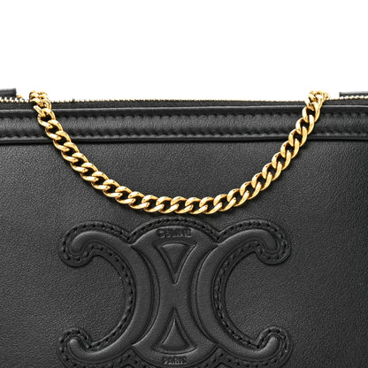 Celine Smooth Calfskin Cuir Triomphe Clutch on Chain Black 7 of 11