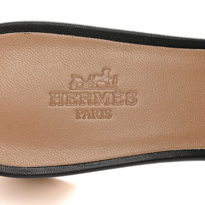 Hermes Calfskin Oasis Sandals 37 Black 7 of 9