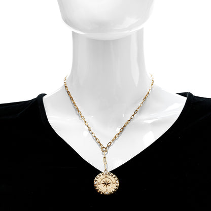Foundrae 18K Yellow Gold Diamond Large Internal Compass Refined Clip Extension Chain Necklace 3 of 6