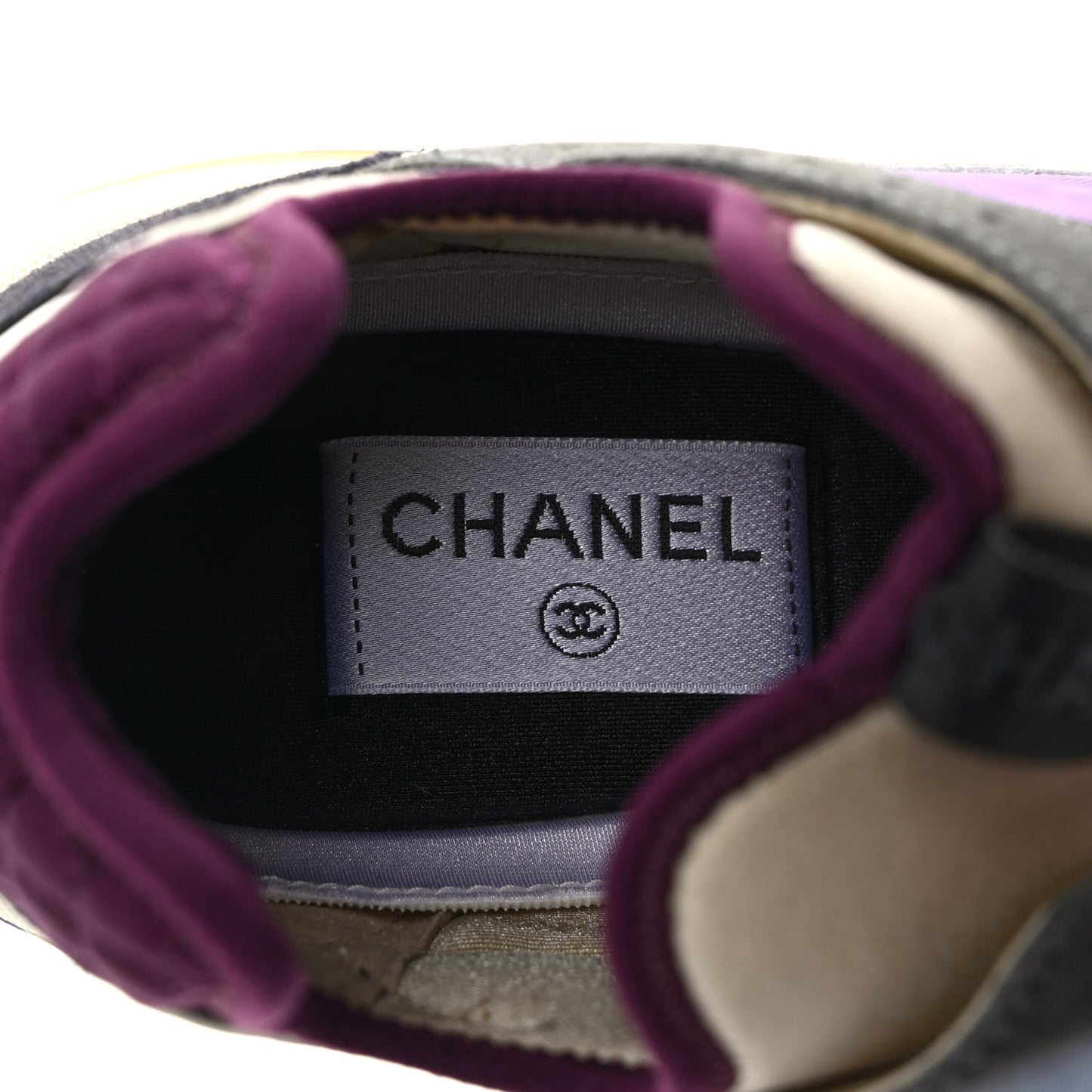Fabric Suede Calfskin Mesh Womens CC Sneakers 40 White Grey Purple