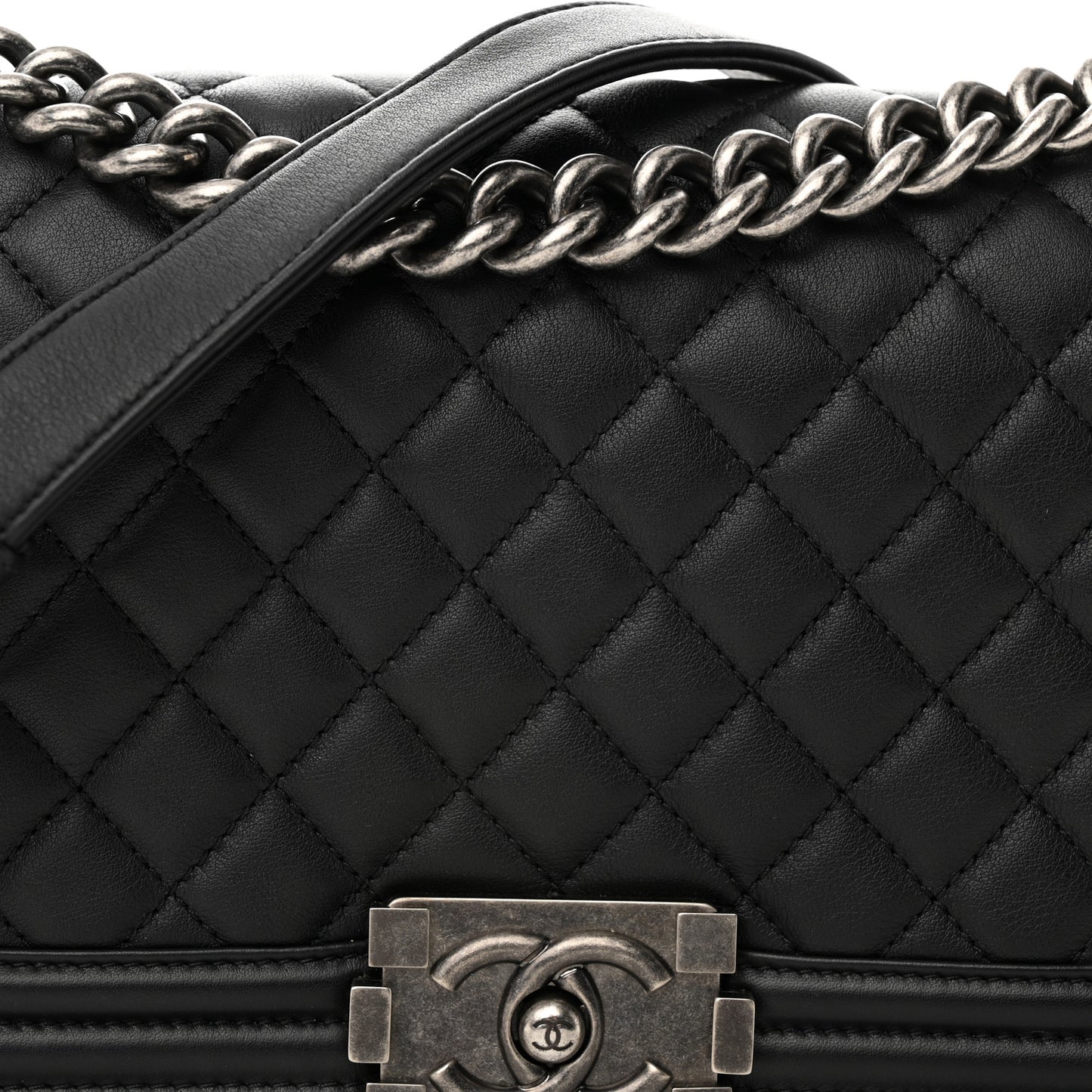 Calfskin Quilted Medium Boy Flap Black