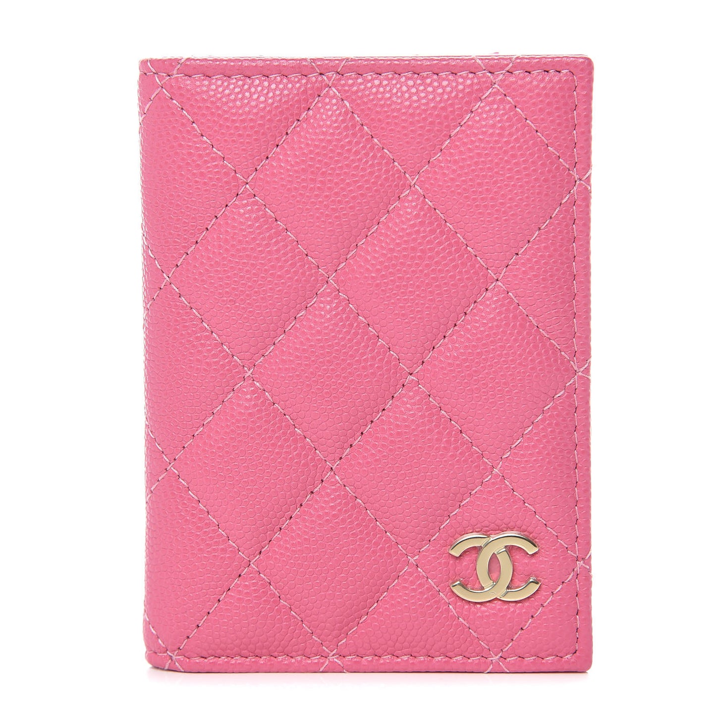 Caviar Quilted Card Holder Wallet Pink