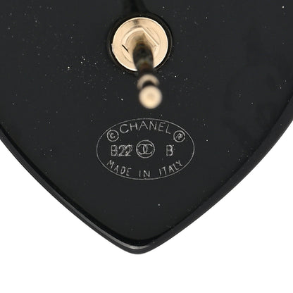 Chanel Resin Crystal CC Heart Earrings Black Gold 3 of 5