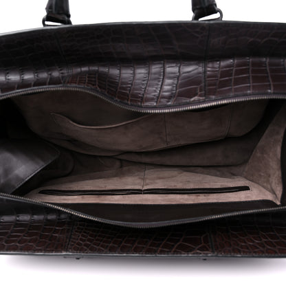 Bottega Veneta Soft Crocodile Fume Satchel Charcoal Ebano 4 of 10