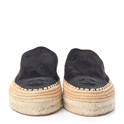 Chanel Suede Grosgrain CC Espadrille Mules 42 Black 2 of 12