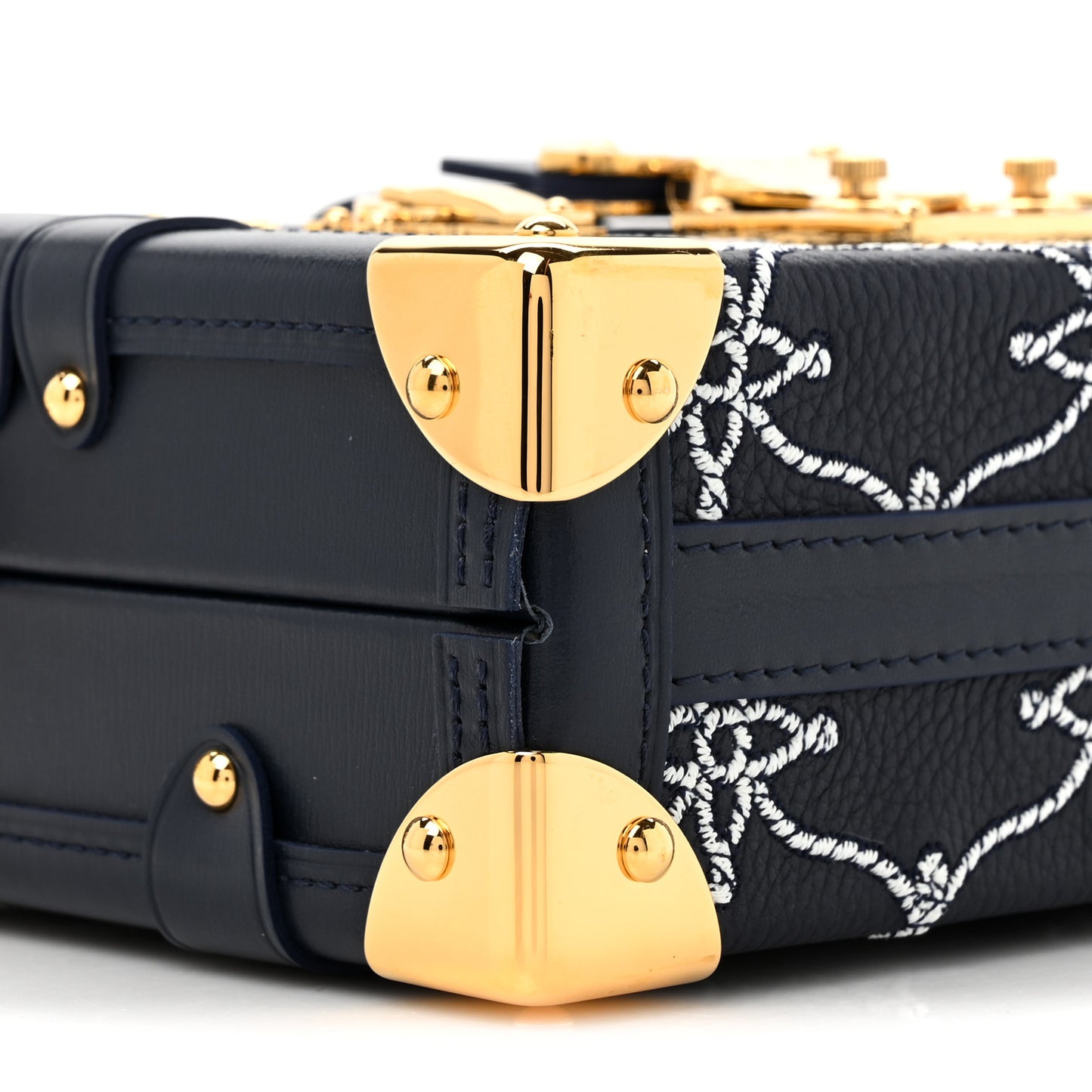 Calfskin Nautical Monogram Petite Malle Navy Blue