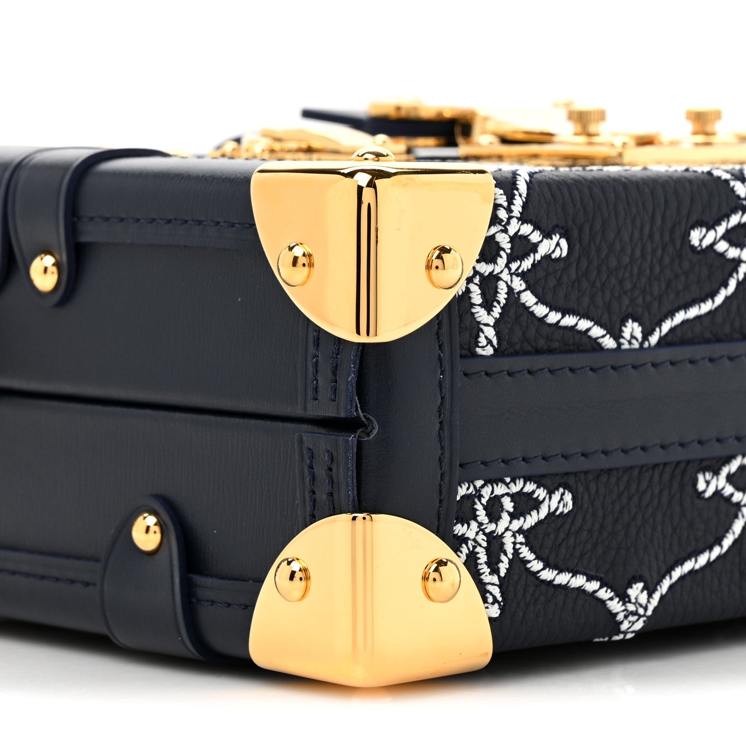 Louis Vuitton Calfskin Nautical Monogram Petite Malle Navy Blue 9 of 9