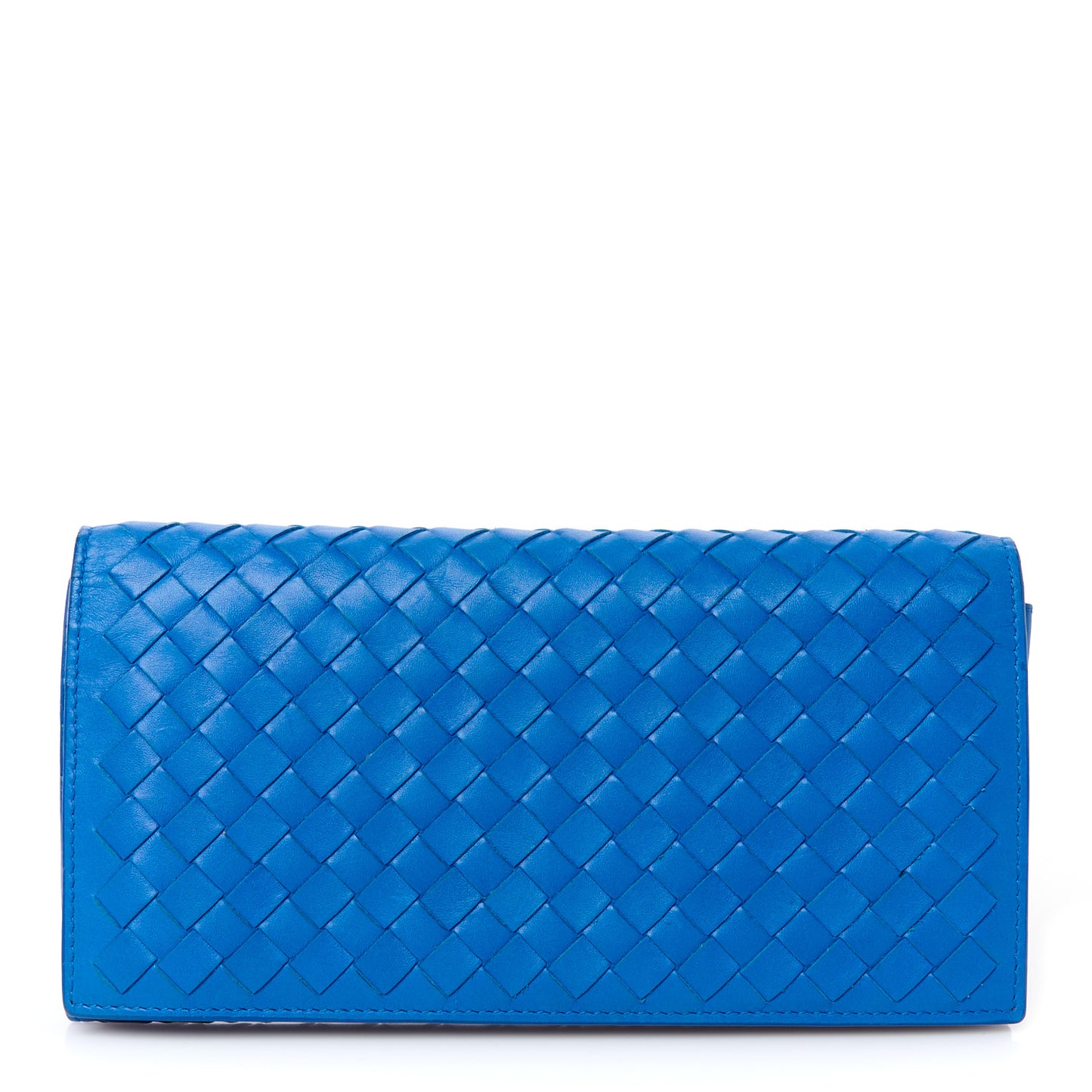Nappa Intrecciato Continental Flap Wallet Blue