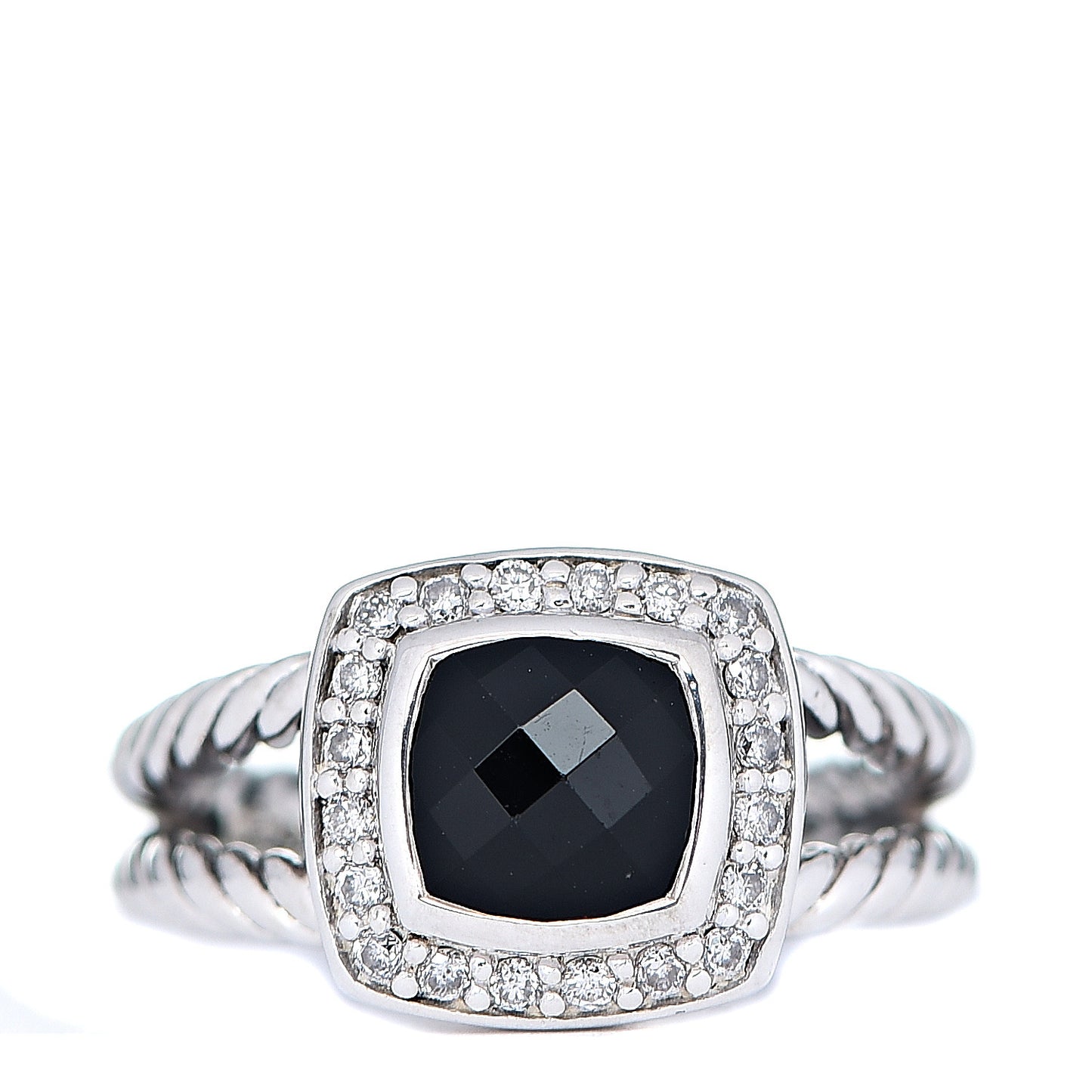 Sterling Silver Diamond Black Onyx 7mm Petite Albion Ring 51 5.75