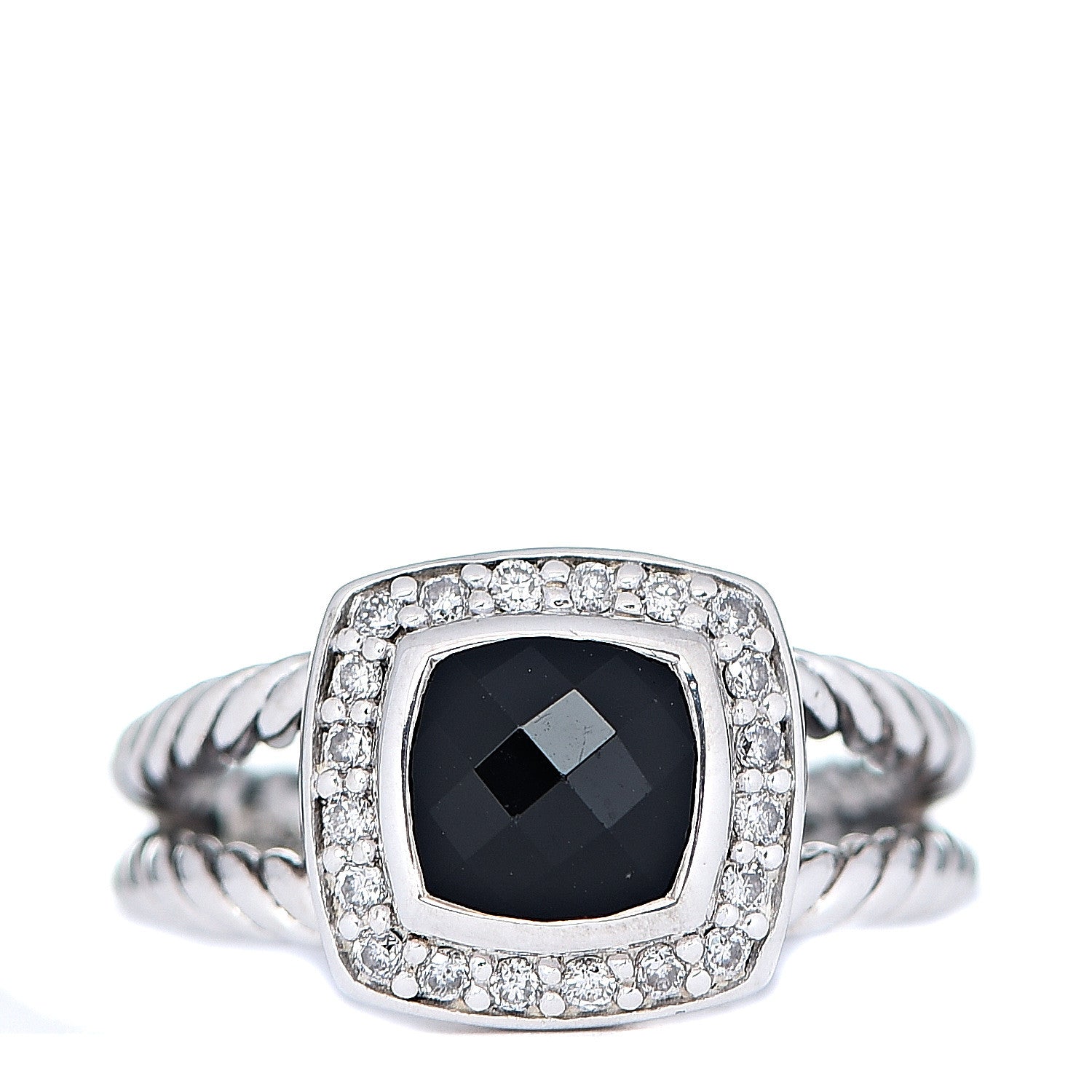 David Yurman Sterling Silver Diamond Black Onyx 7mm Petite Albion Ring 51 5.75 1 of 4