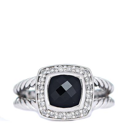 David Yurman Sterling Silver Diamond Black Onyx 7mm Petite Albion Ring 51 5.75 1 of 4