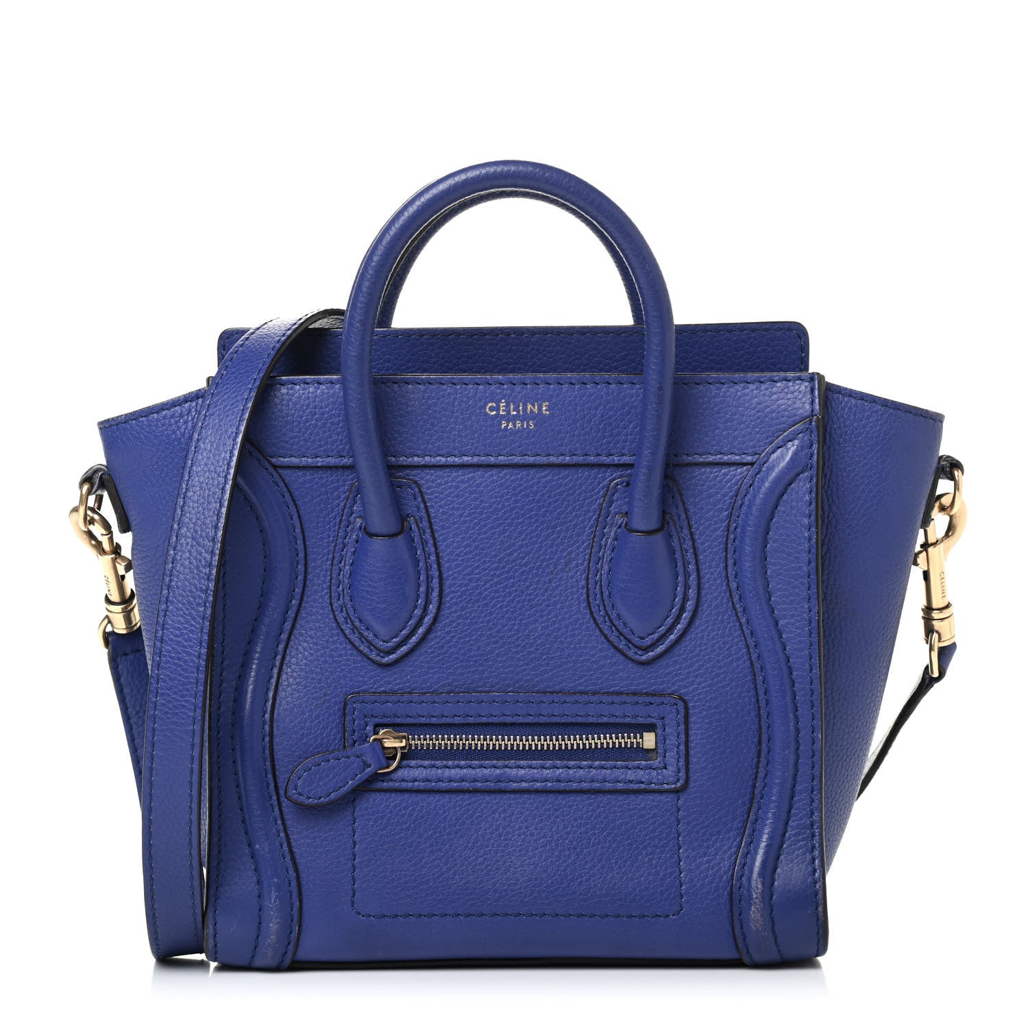 Celine Drummed Calfskin Nano Luggage Indigo 1 of 4