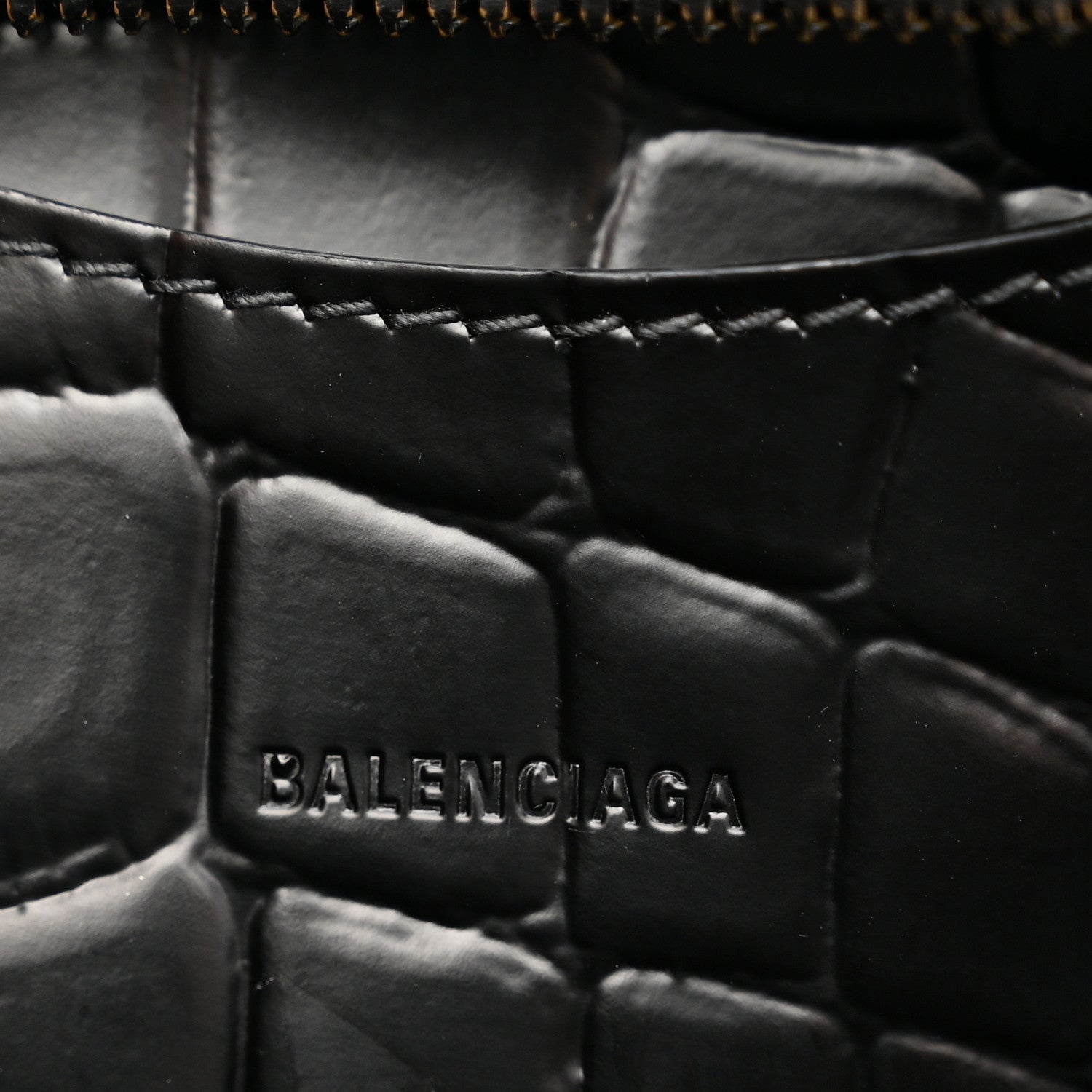 Balenciaga Semi Shiny Calfskin Crocodile Embossed Neo Classic Black Hardware Mini City Black 6 of 10