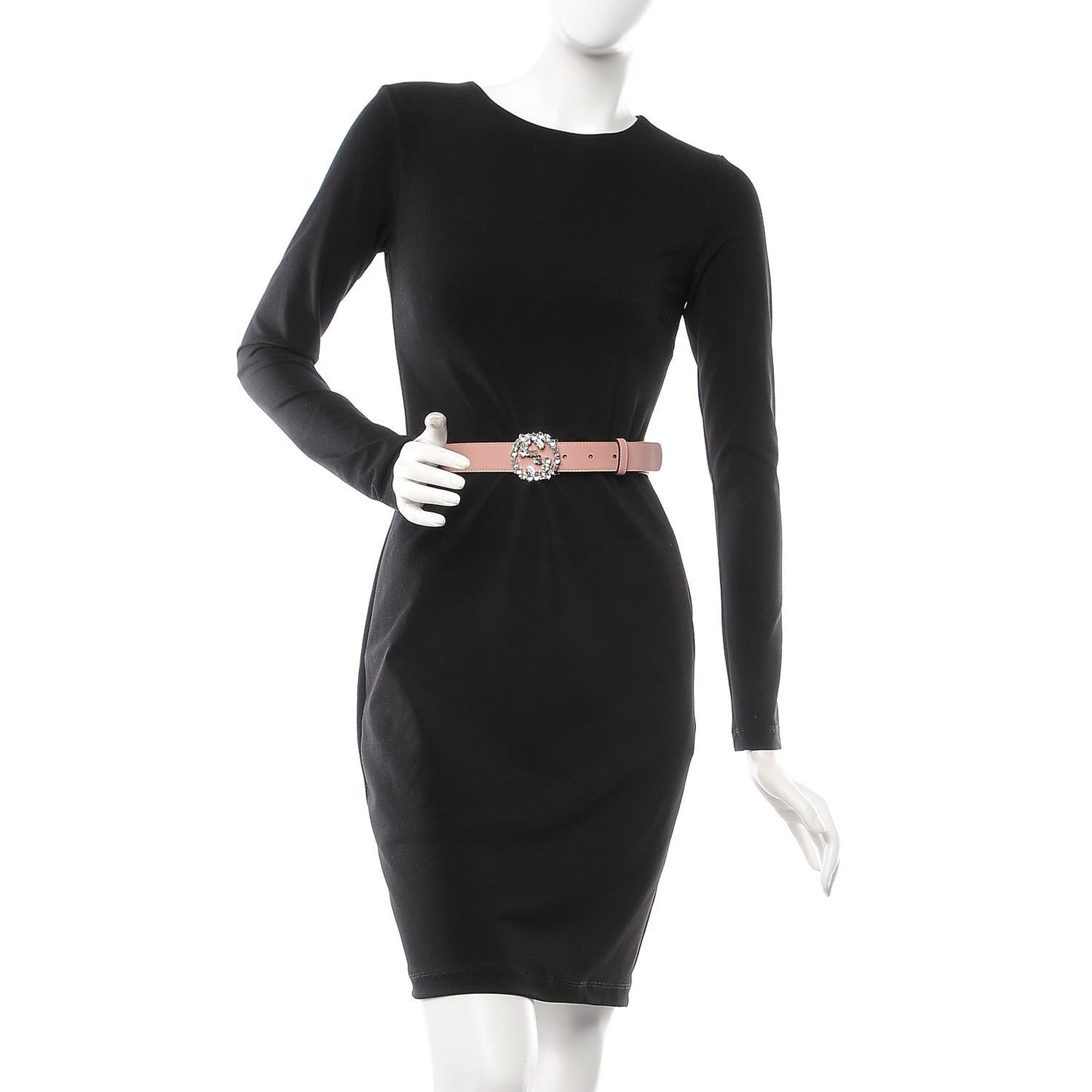 Calfskin Crystal Interlocking G Belt 90 36 Pink