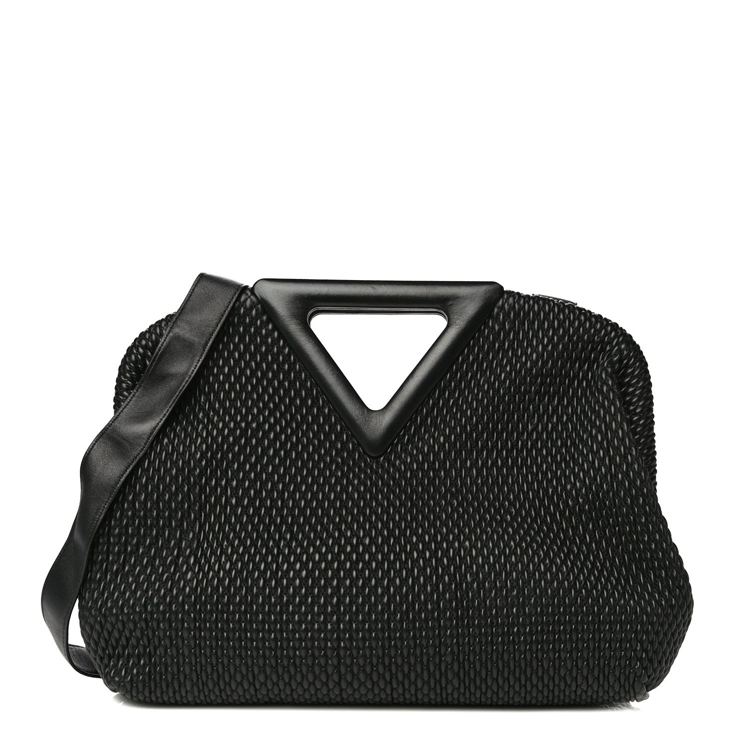 Bottega Veneta Lambskin Knit Small The Point Triangle Bag Black 1 of 12