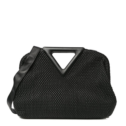 Bottega Veneta Lambskin Knit Small The Point Triangle Bag Black 1 of 12