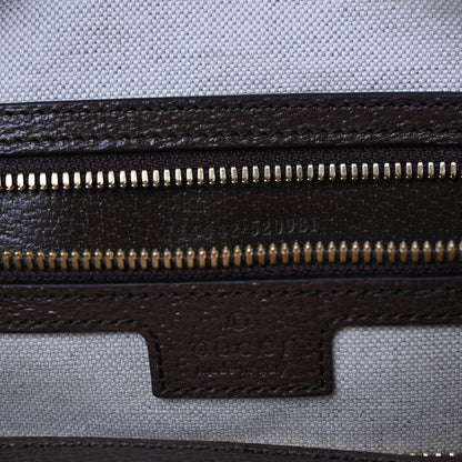 Gucci Monogram Jumbo GG Textured Dollar Calfskin Web Medium Duffle Bag Camel Ebony 6 of 13