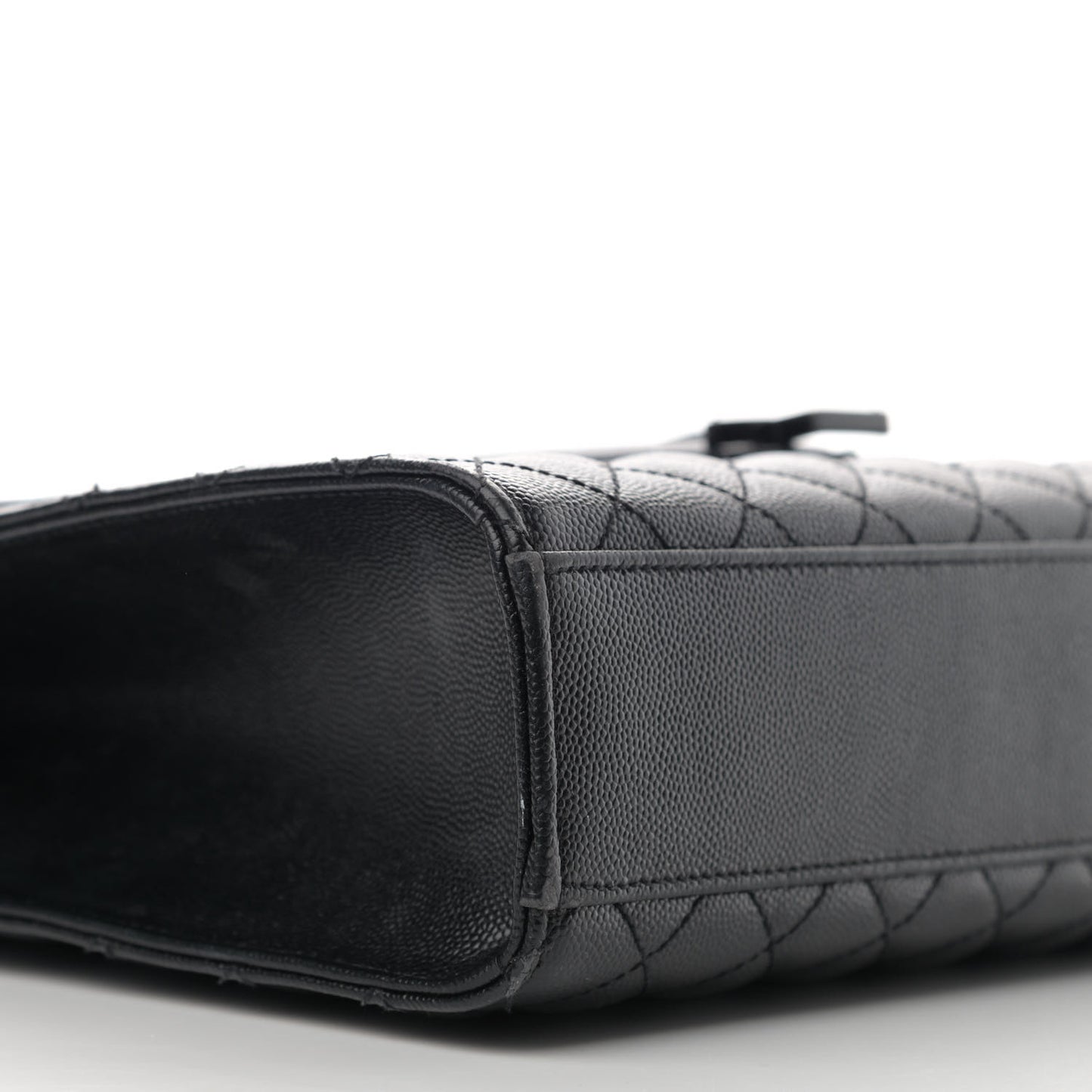 Grain De Poudre Textured Mixed Matelasse Large Triquilt Monogram Monochrome Satchel Black