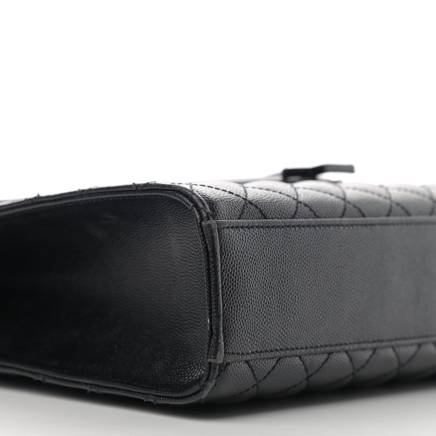 Saint Laurent Grain De Poudre Textured Mixed Matelasse Large Triquilt Monogram Monochrome Satchel Black 9 of 12