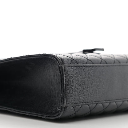 Saint Laurent Grain De Poudre Textured Mixed Matelasse Large Triquilt Monogram Monochrome Satchel Black 9 of 12