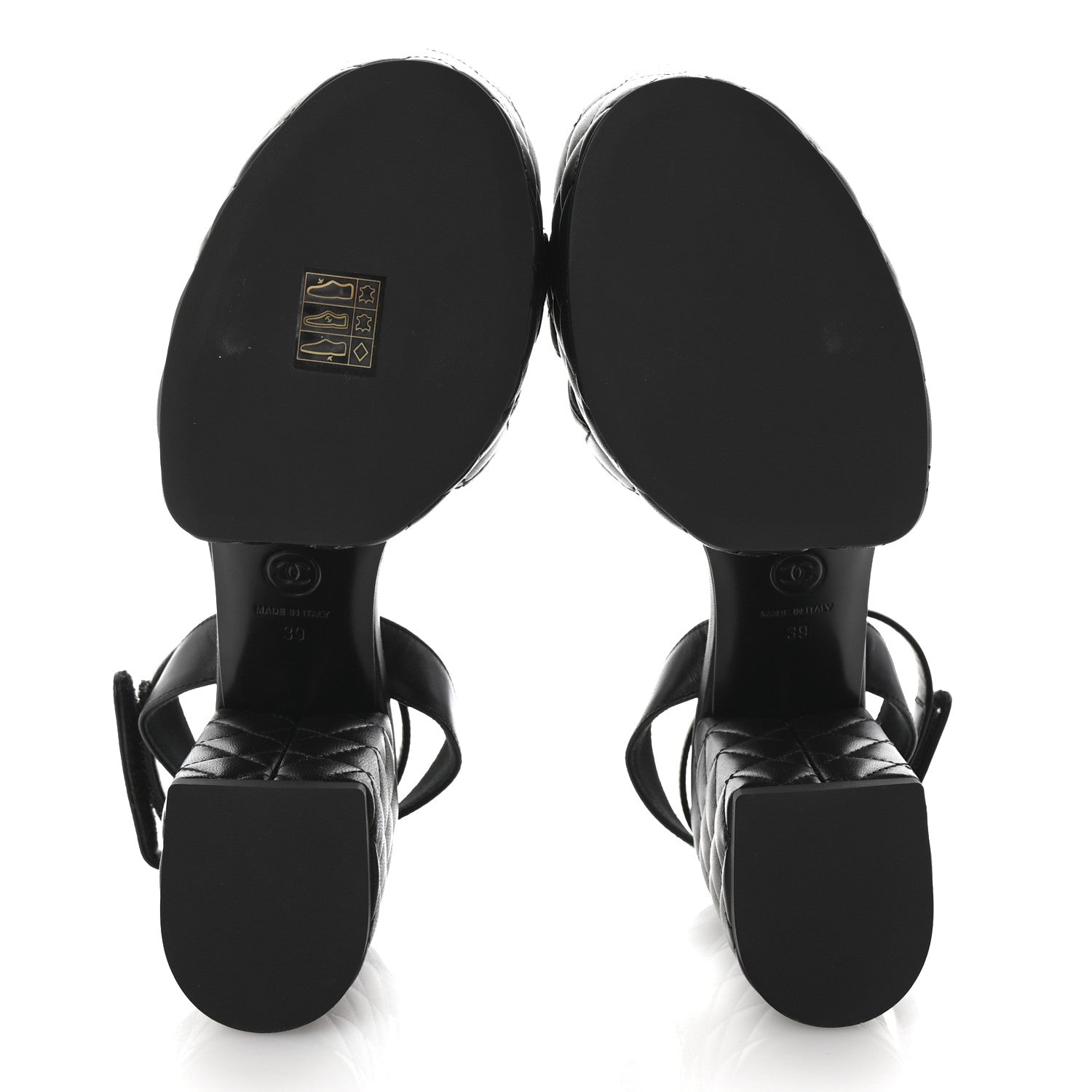 Chanel Lambskin Quilted Logo Platform Sandals 39 Black 6 of 10