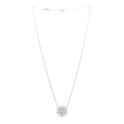 Van Cleef & Arpels 18K White Gold Diamond Small Lotus Pendant Necklace 2 of 5