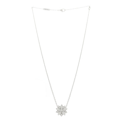 Van Cleef & Arpels 18K White Gold Diamond Small Lotus Pendant Necklace 3 of 6