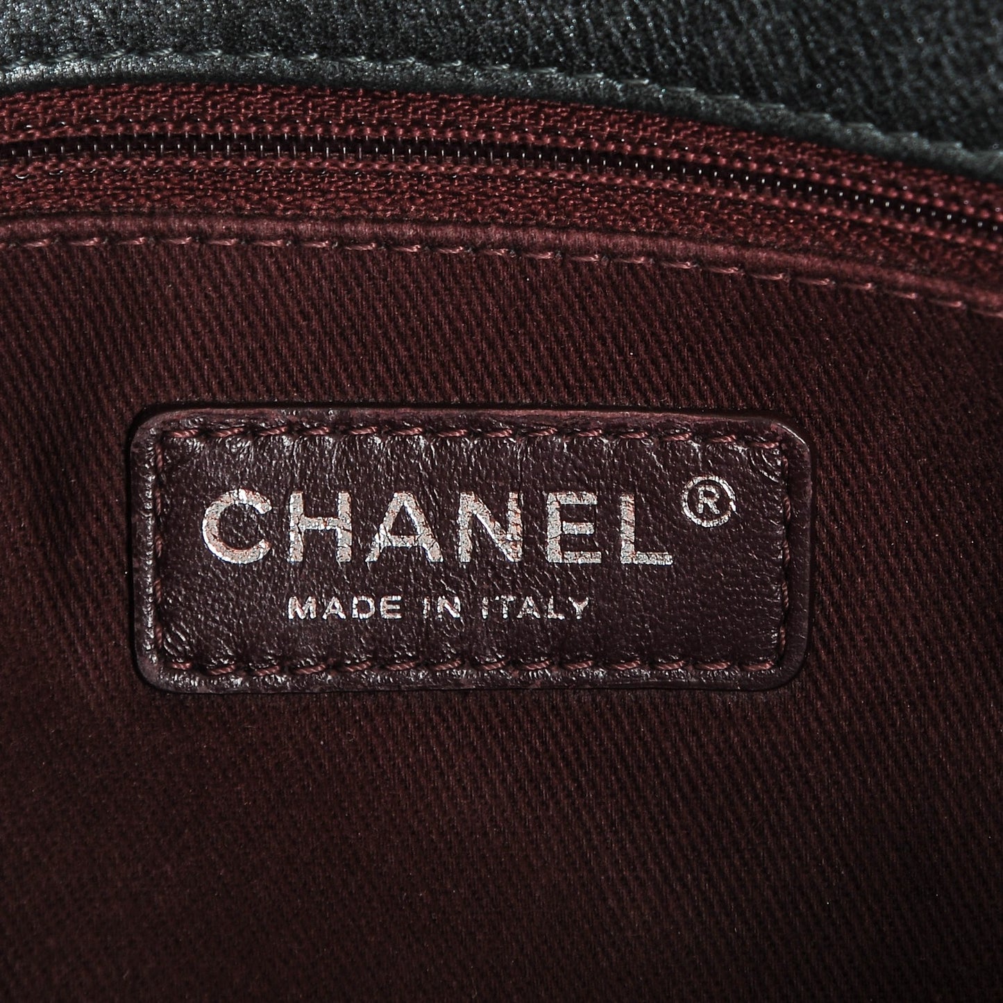 Metallic Calfskin Quilted Medium Medallion Flap Dark Silver