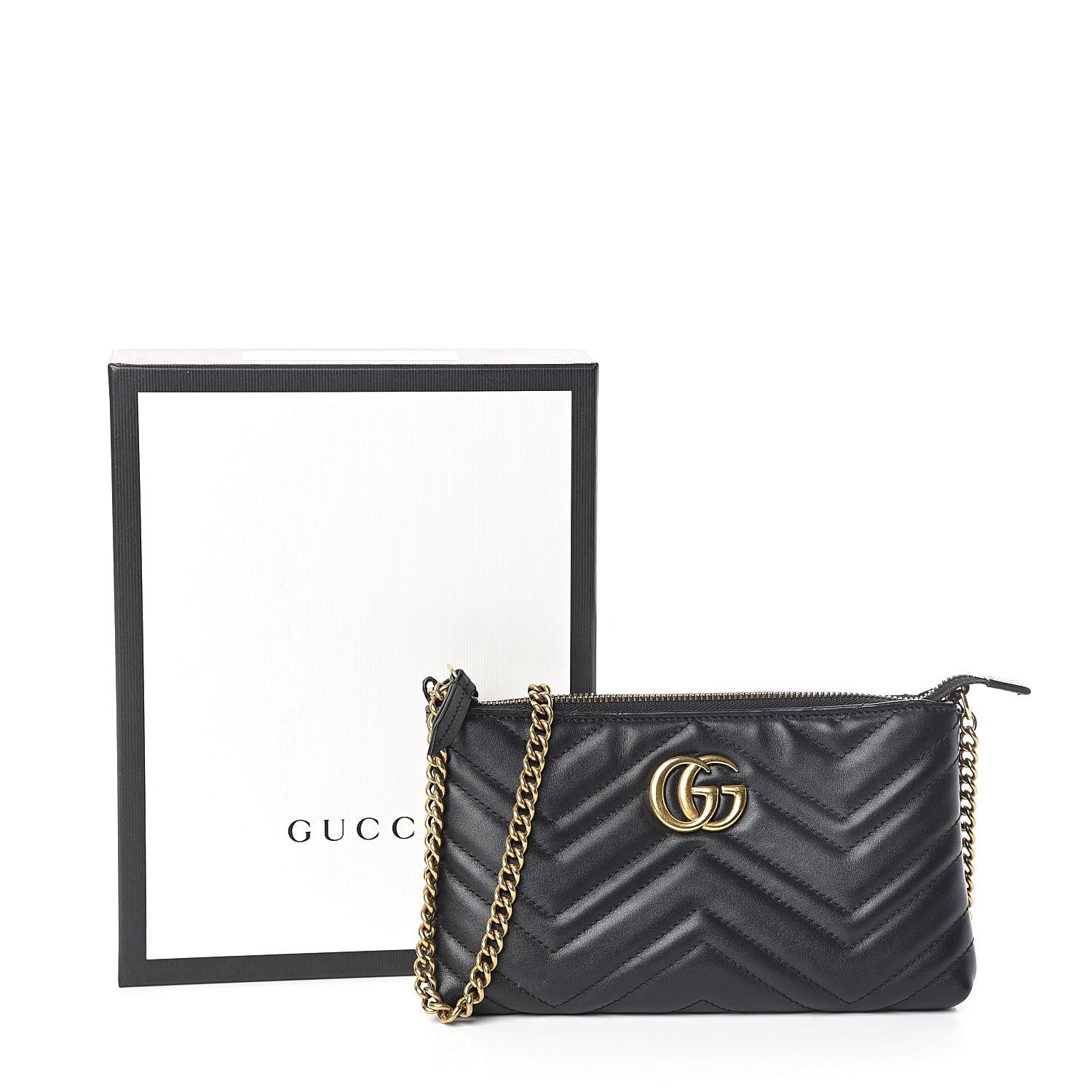 Gucci Calfskin Matelasse Mini GG Marmont Chain Bag Black 10 of 10