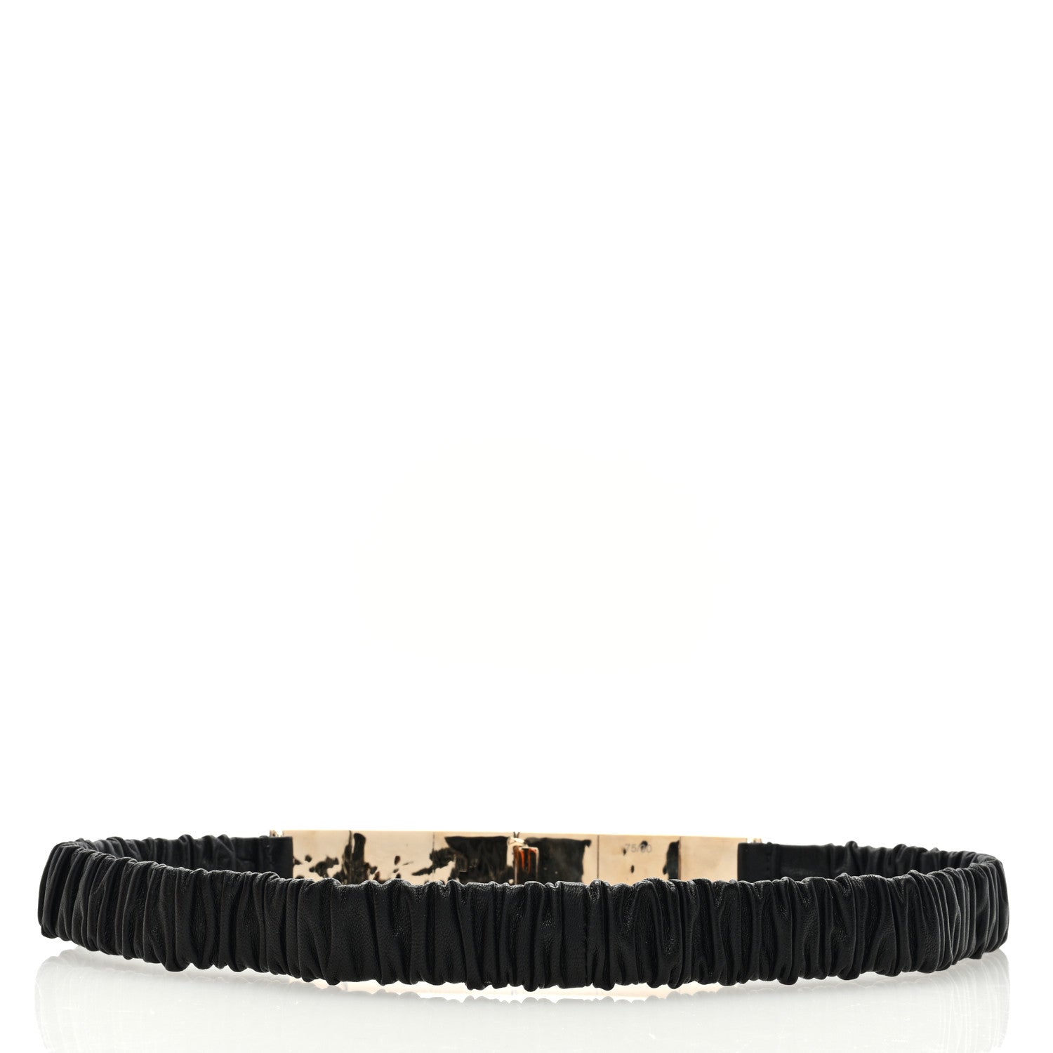 Chanel Lambskin Enamel Logo Elastic Belt 75 30 Black 2 of 3