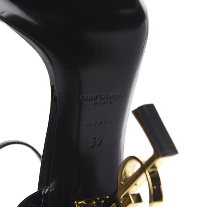 Saint Laurent Patent Calfskin Opyum 110 Sandals 39 Black Gold 7 of 9