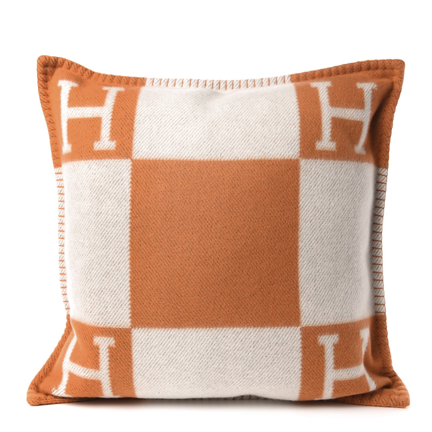 Hermes Wool Cashmere Avalon Pillow PM Ecru Potiron 1 of 3
