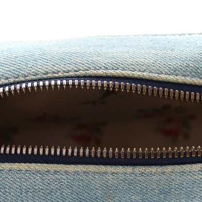Gucci Denim Matelasse Embroidered Small GG Marmont Chain Shoulder Bag Blue 11 of 14