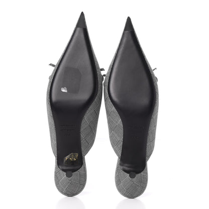 Balenciaga Fabric Check Tailoring Pointed Toe Knife 40mm Mules 39.5 Grey 6 of 11