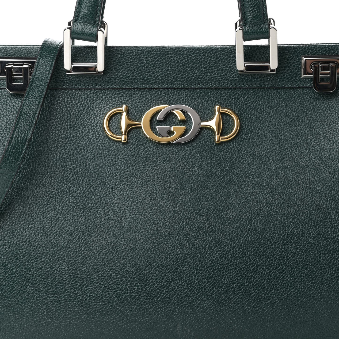 Grainy Calfskin Medium Zumi Top Handle Bag Vintage Green