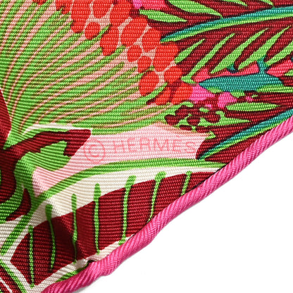 Hermes Silk Wild Singapore Scarf 90 Rose Vert Bordeaux 4 of 5
