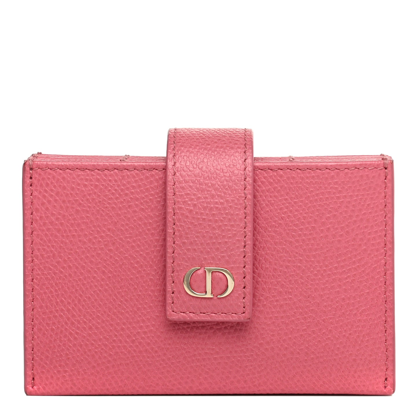 Grained Calfskin Gusseted Card Holder Pink