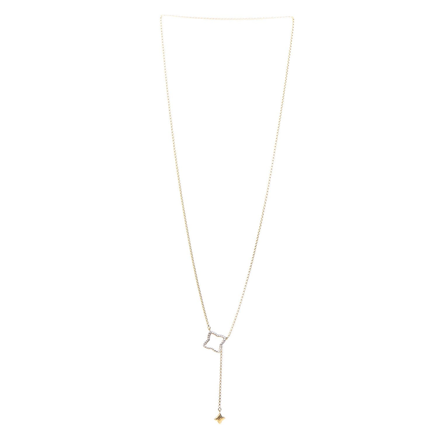 David Yurman 18K Yellow Gold Diamond Quatrefoil Lariat Necklace 3 of 6