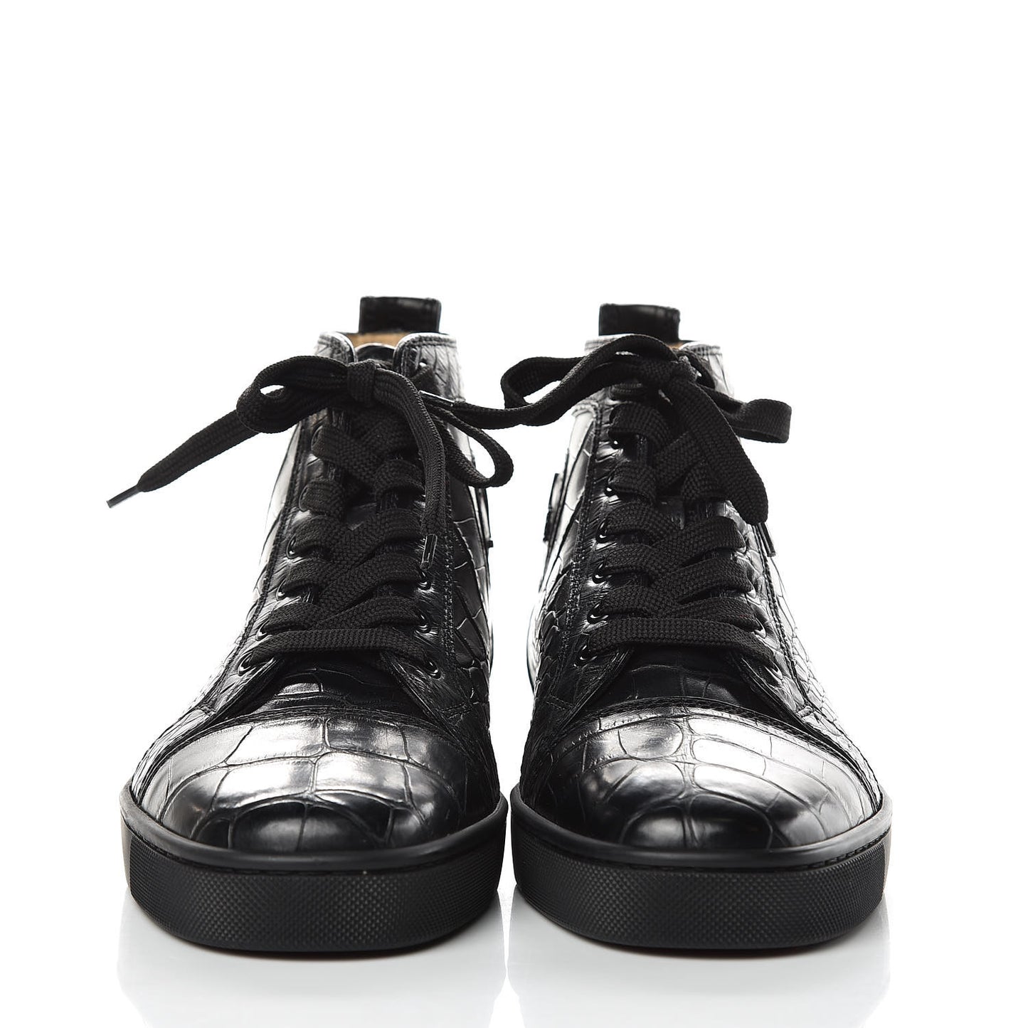 Matte Crocodile Mens Louis Flat Sneakers 40 Black