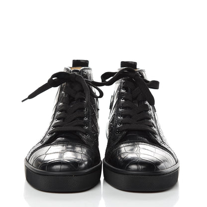 Christian Louboutin Matte Crocodile Mens Louis Flat Sneakers 40 Black 2 of 9