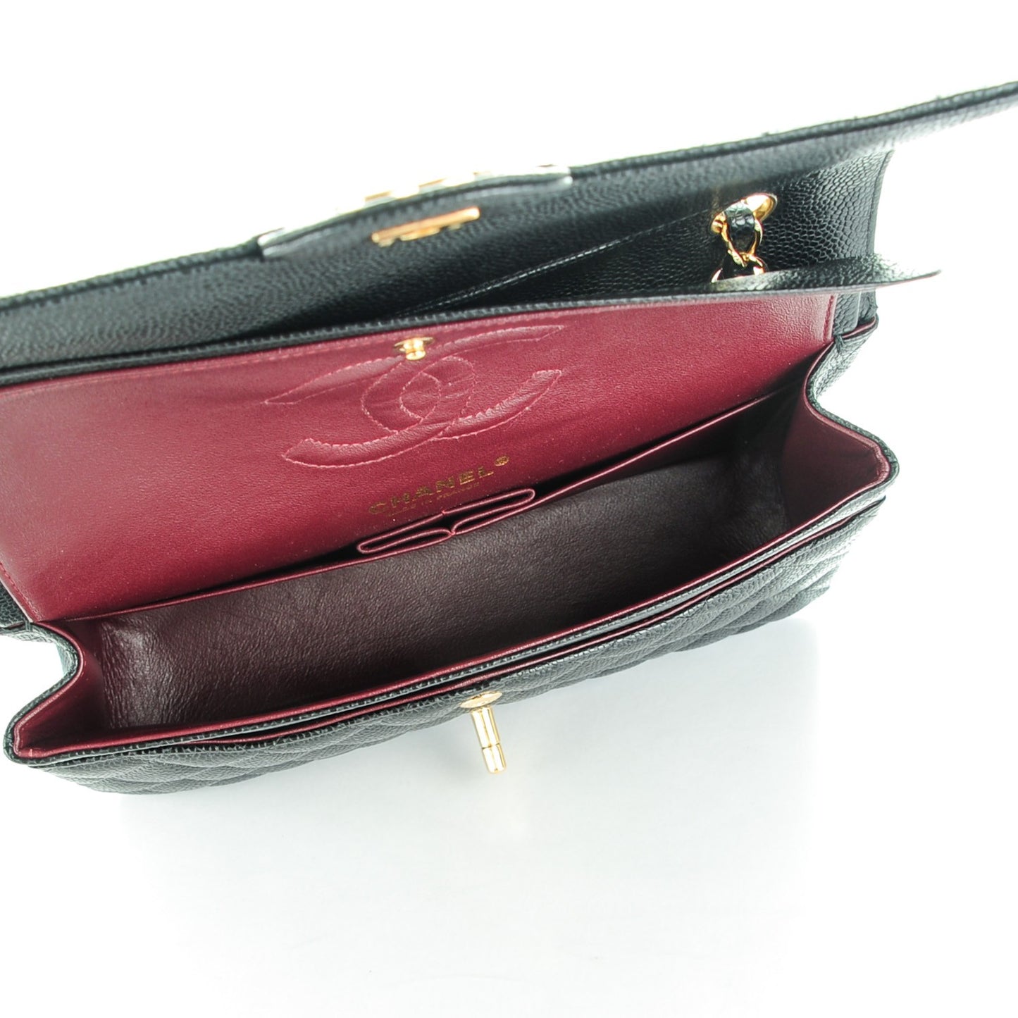 Caviar Quilted Medium Double Flap Black