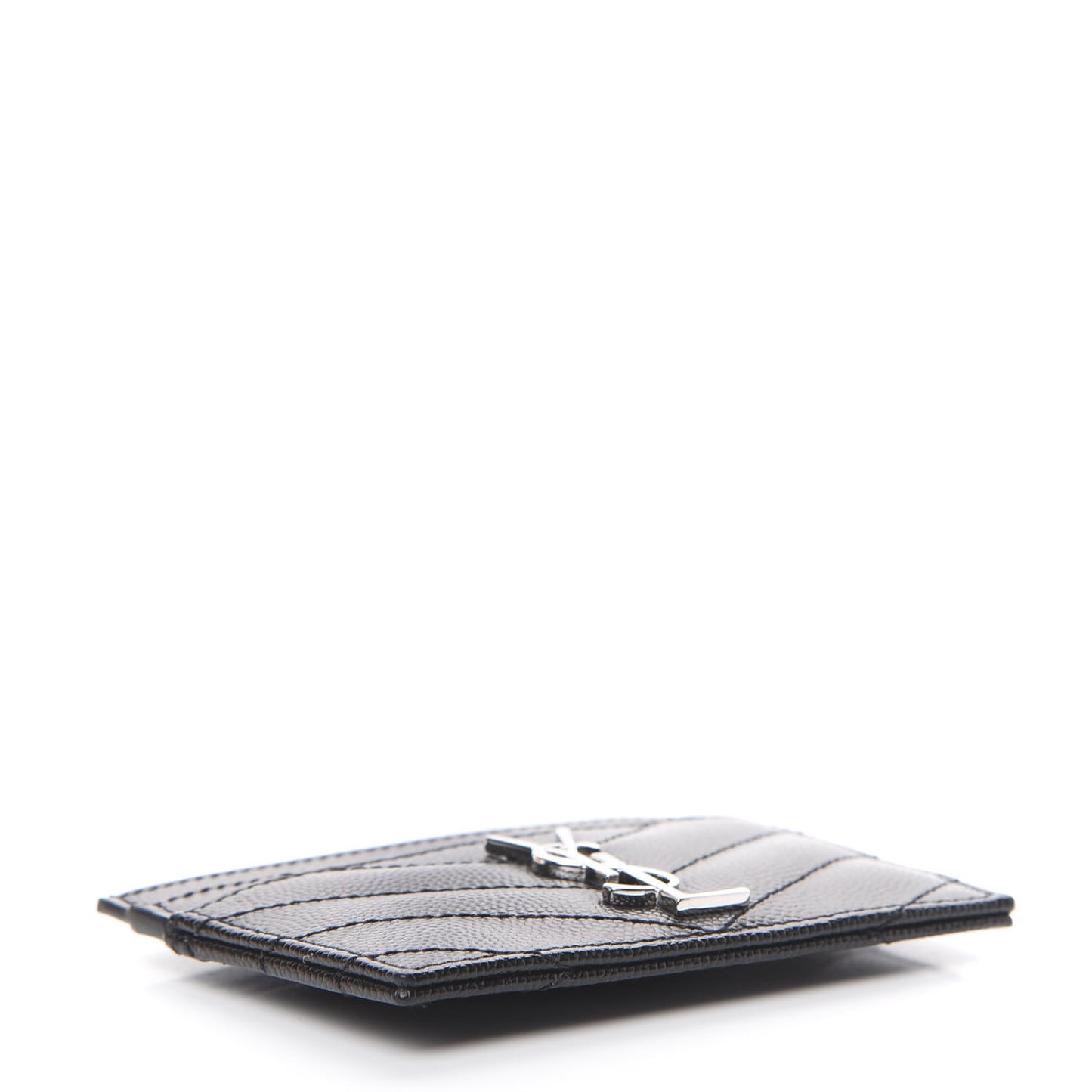 Grain De Poudre Matelasse Chevron Monogram Credit Card Case Black
