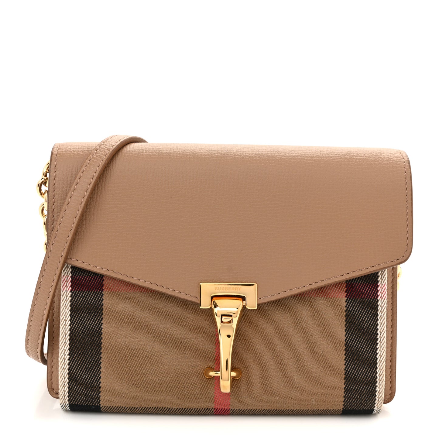 Derby Calfskin House Check Baby Macken Crossbody Bag Camel