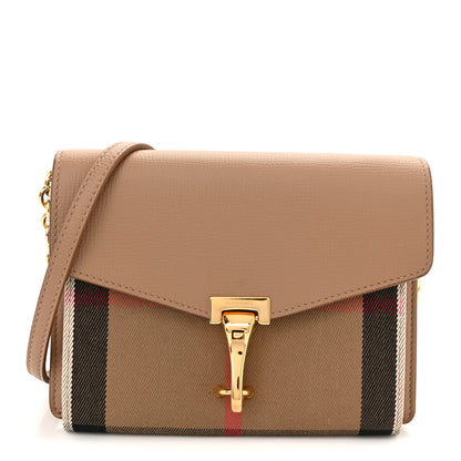 Burberry Derby Calfskin House Check Baby Macken Crossbody Bag Camel 1 of 11