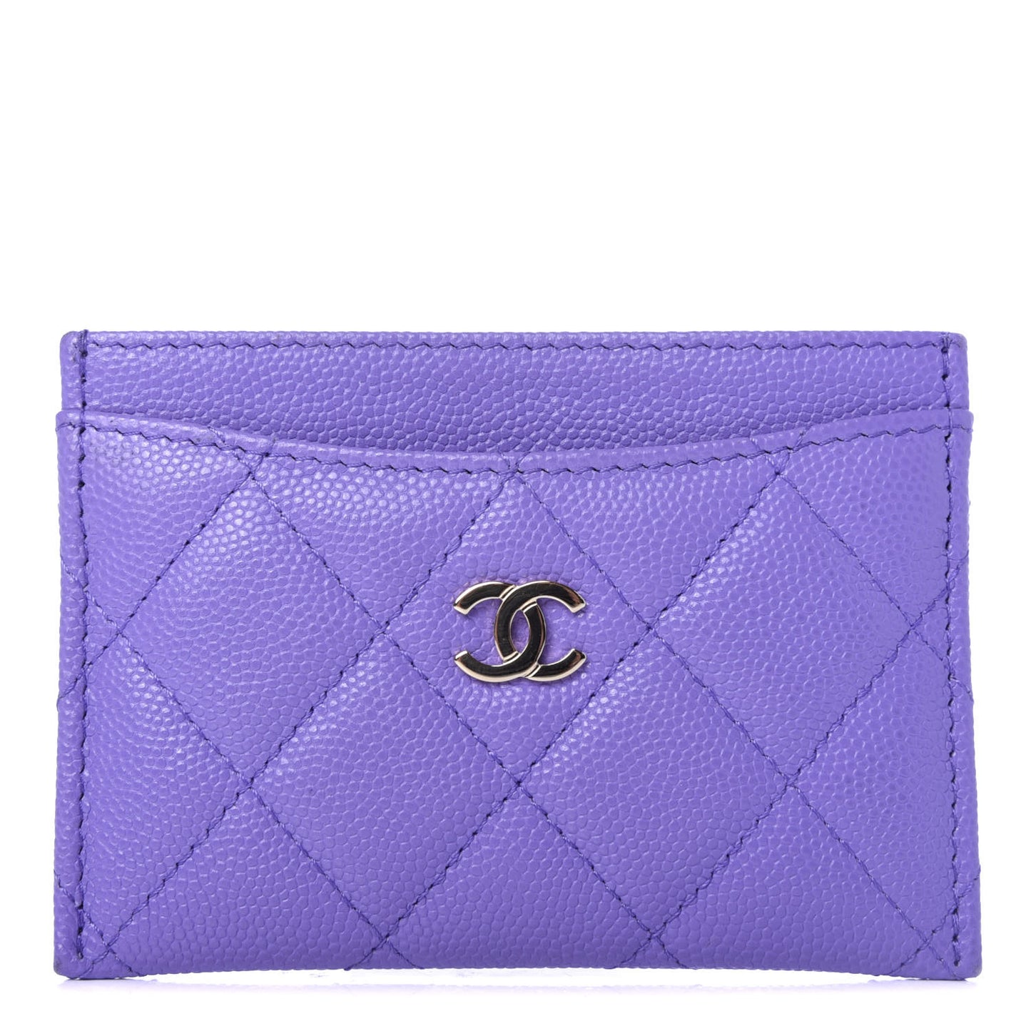 Caviar Quilted Card Holder Purple