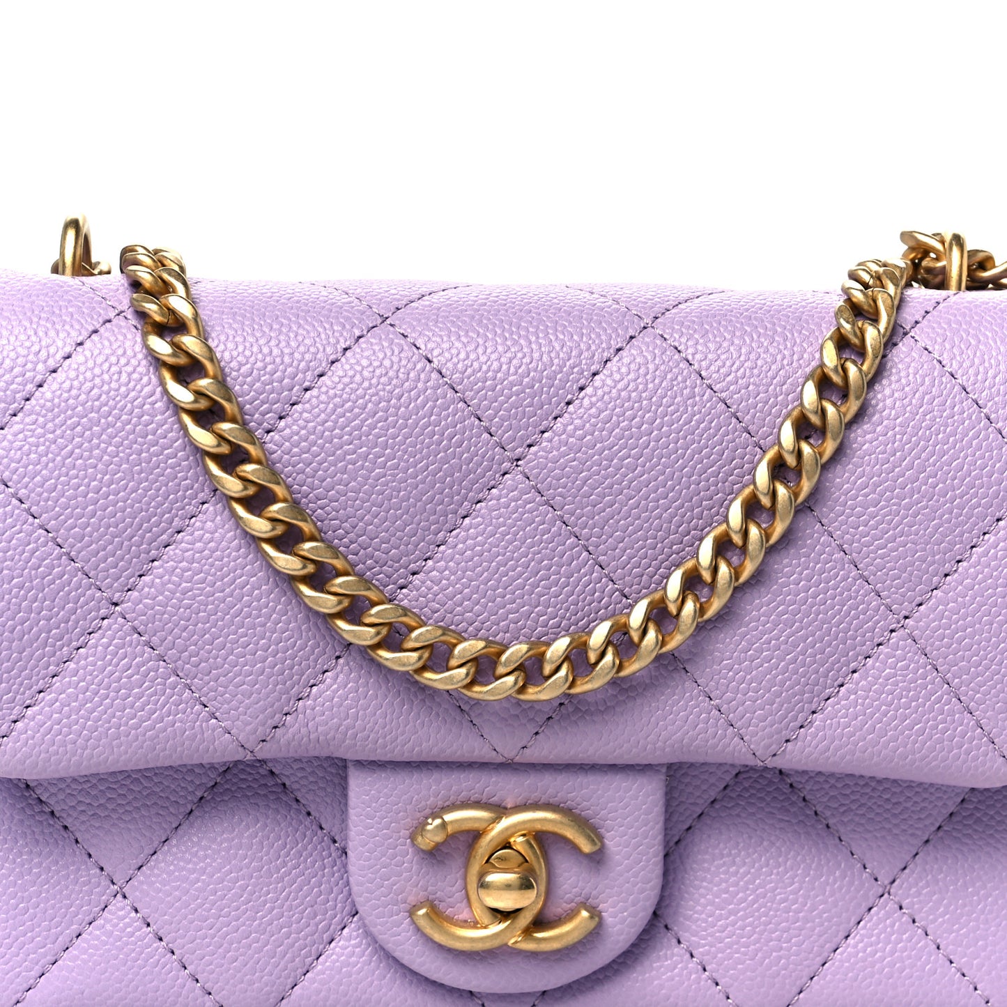 Caviar Quilted Mini Rectangular Sweetheart Flap Light Purple